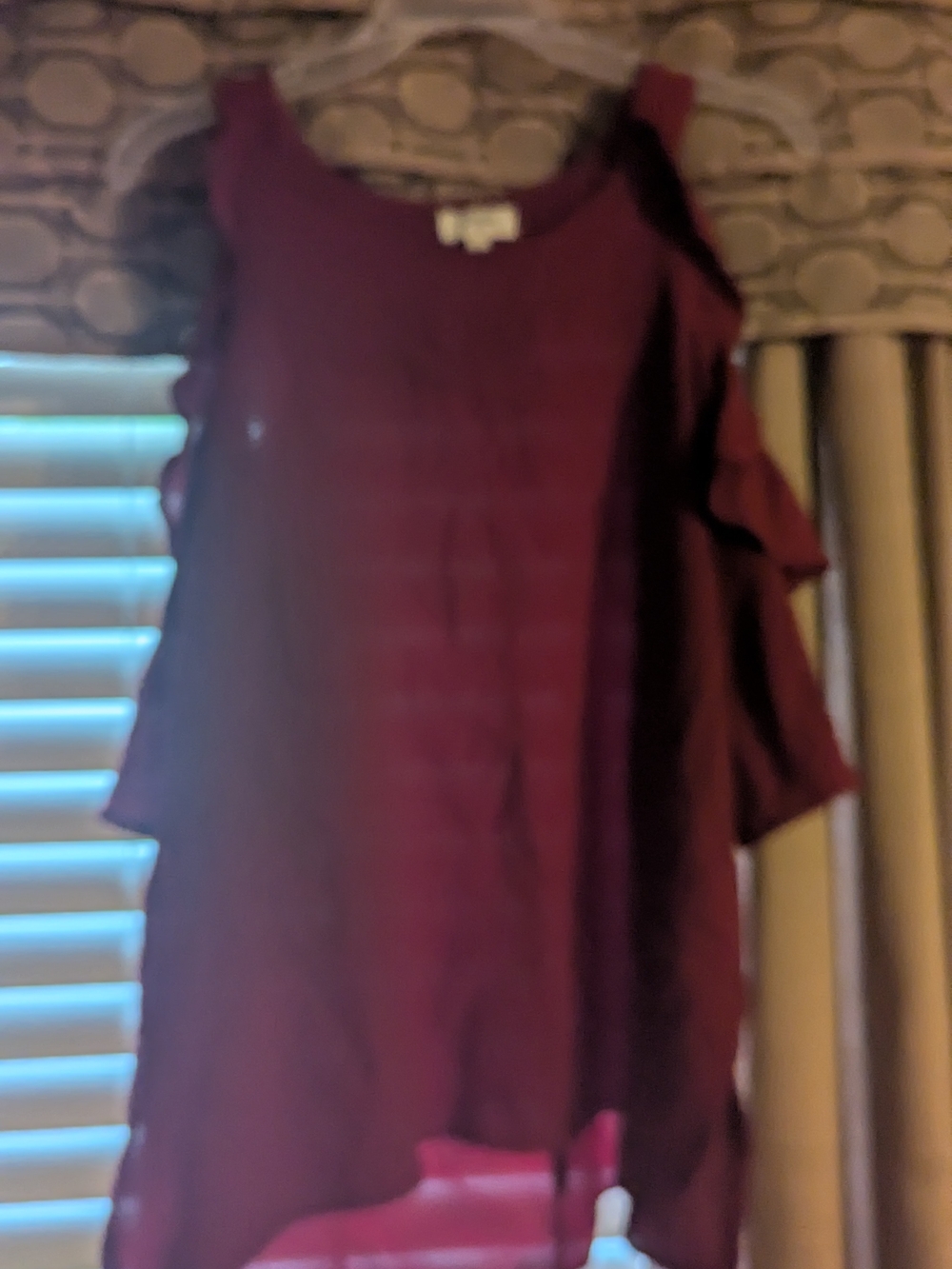 Umgee Burgundy Cold-Shoulder Blouse